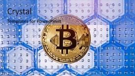  Presentation with crypto - Colorful PPT layouts enhanced with bitcoin virtual crypto currency background concept backdrop and a light blue colored foreground