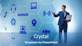  Presentation with webinar for employees - Theme having businessman in online webinar concept background and a  colored foreground