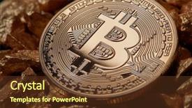  Presentation with money bitcoin crypto currency gold - Slide deck enhanced with close up golden bitcoin coin background and a tawny brown colored foreground