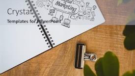  Presentation with doodle - Slide deck with digital-marketing-doodle-on-notepad background and a light gray colored foreground