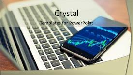  Presentation with stock market risk - Cool new theme with digital marketing food - laptop computer and smartphone backdrop and a soft green colored foreground