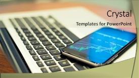  Presentation with stock market risk - Audience pleasing slide deck consisting of digital marketing food - notebook computer and smartphone backdrop and a soft green colored foreground