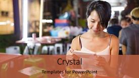  Presentation with bowl - PPT theme with digital marketing food - woman taking photo background and a red colored foreground