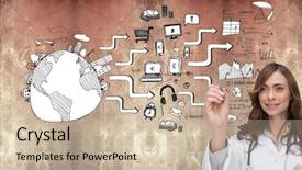  Presentation with digital healthcare - Audience pleasing slide deck consisting of digital marketing healthcare - composite image of smiling brunette backdrop and a soft green colored foreground