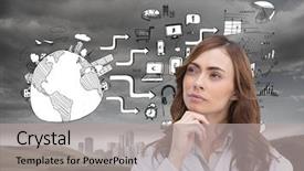  Presentation with digital image - PPT layouts enhanced with digital marketing healthcare - composite image of thoughtful brunette background and a light gray colored foreground