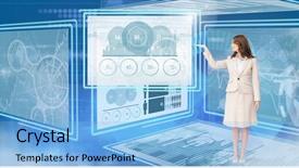  Presentation with microwave imaging image of modern - Amazing presentation theme having digital marketing red white - businesswoman touching and interacting backdrop and a light blue colored foreground