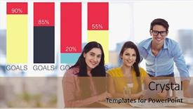  Presentation with desk - Amazing slide set having digital marketing red white - smiling business people at desk backdrop and a coral colored foreground