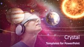  Presentation with solar system - Presentation design with composite image of solar system background and a violet colored foreground