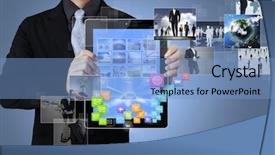  Presentation with touch screen virtual reality - Beautiful PPT layouts featuring digital media - ouch screen touch- tablet backdrop and a light blue colored foreground