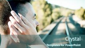  Presentation with migration - Cool new PPT theme with digital migration - closeup of a young man backdrop and a  colored foreground