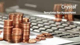  Presentation with e business and e commerce - Audience pleasing theme consisting of digital money - business e-commerce backdrop and a  colored foreground