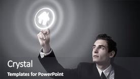  Presentation with home - Cool new slides with digital money - business man pressing home button backdrop and a  colored foreground