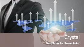  Presentation with financial - Cool new slide deck with digital money - businessman with financial symbols coming backdrop and a coral colored foreground