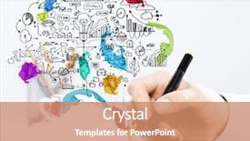  Presentation with strategy plan - Presentation theme featuring digital money - close up of human hand background and a coral colored foreground