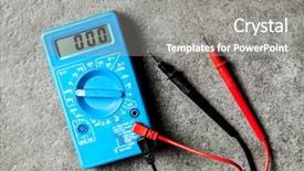  Presentation with digital multimeter - Slide set having digital multimeter on grey background background and a  colored foreground