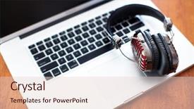  Presentation with information technology - Slide deck with digital music - new modern tablet computer background and a lemonade colored foreground