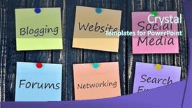  Presentation with wall - Cool new theme with digital notice board - online presence message on stickers backdrop and a tawny brown colored foreground