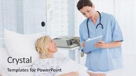  Presentation with patient care - Presentation theme featuring digital paramedic - doctor taking care of patient background and a sky blue colored foreground