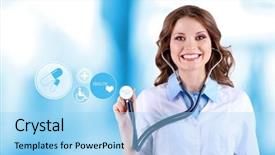  Presentation with paramedic - Colorful slide set enhanced with digital paramedic - female doctor with stethoscope backdrop and a  colored foreground