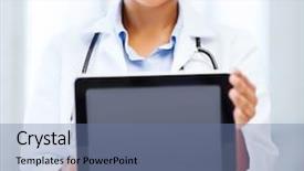  Presentation with digital healthcare - Presentation design with digital paramedic - healthcare medical and technology concept background and a ocean colored foreground