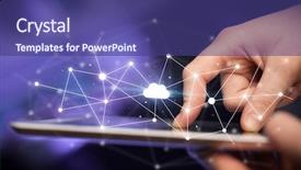  Presentation with tablet - Audience pleasing presentation design consisting of digital people - female hands touching tablet backdrop and a violet colored foreground