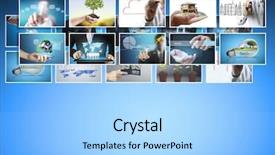  Presentation with album - Slide deck featuring digital photo album new technology background and a light blue colored foreground