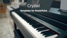  Presentation with piano keyboard - Cool new PPT theme with digital-piano-in-music-store backdrop and a tawny brown colored foreground