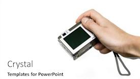  Presentation with digital - PPT theme enhanced with digital-point-and-shoot-camera and a white colored foreground