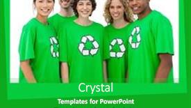  Presentation with promote - Presentation theme with digital-portrait-of-smiling-multiracial background and a shamrock green colored foreground