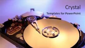  Presentation with computer - Audience pleasing presentation theme consisting of digital preservation - computer hard-drive backdrop and a light blue colored foreground