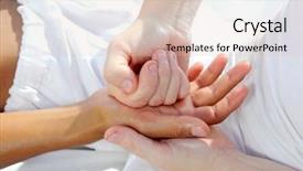  Presentation with massage therapy - Colorful PPT layouts enhanced with digital pressure hands reflexology massage tuina therapy physiotherapy backdrop and a lemonade colored foreground