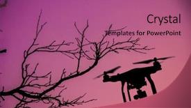  Presentation with camera drone - Slide deck enhanced with robots small - drone with 4k camera flying background and a coral colored foreground