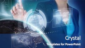  Presentation with digital image - Slides having digital screen against blue background background and a ocean colored foreground