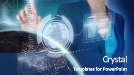  Presentation with digital image - Amazing slide set having digital screen against blue background backdrop and a ocean colored foreground