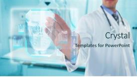  Presentation with examination - Theme consisting of digital screen against medical background and a  colored foreground