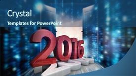  Presentation with opening doors - Presentation design with digital security - 2016 graphic against composite image background and a ocean colored foreground