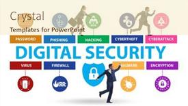  Presentation with elements - Presentation design consisting of digital-security-concept-with-key background and a cream colored foreground