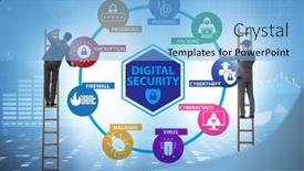  Presentation with elements - Presentation theme featuring digital-security-concept-with-key background and a light blue colored foreground