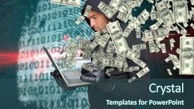  Presentation with security scan - PPT layouts consisting of digital security finger print background and a ocean colored foreground