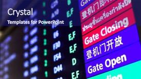  Presentation with information - Audience pleasing PPT layouts consisting of digital signage - screen with flight information backdrop and a  colored foreground