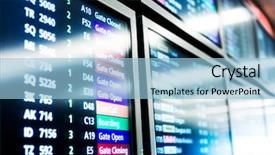  Presentation with information - Beautiful PPT layouts featuring digital signage - screen with flight information backdrop and a  colored foreground