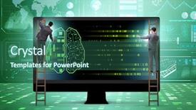  Presentation with machine learning - Colorful slide set enhanced with digital signal processing - cognitive computing and machine learning backdrop and a ocean colored foreground