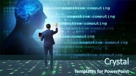  Presentation with digital signal processing - Audience pleasing PPT theme consisting of digital signal processing - cognitive computing and machine learning backdrop and a ocean colored foreground