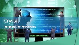  Presentation with digital signal processing - Cool new presentation design with digital signal processing - cognitive computing and machine learning backdrop and a teal colored foreground