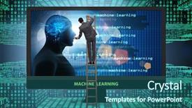  Presentation with digital signal processing - Presentation theme enhanced with digital signal processing - cognitive computing and machine learning background and a ocean colored foreground