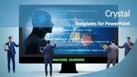  Presentation with digital signal processing - Presentation theme consisting of digital signal processing - cognitive computing and machine learning background and a teal colored foreground