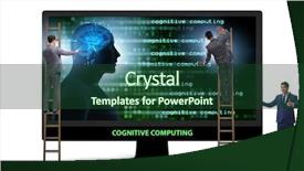  Presentation with digital signal processing - Presentation with digital signal processing - cognitive computing and machine learning background and a forest green colored foreground