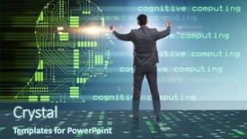  Presentation with machine learning - Presentation enhanced with digital signal processing - cognitive computing and machine learning background and a ocean colored foreground