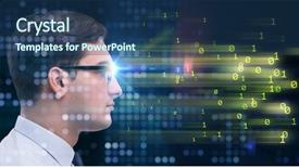  Presentation with digital signal processing - Beautiful presentation featuring digital signal processing - cognitive computing and machine learning backdrop and a ocean colored foreground