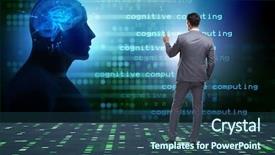  Presentation with machine learning - PPT theme featuring digital signal processing - cognitive computing and machine learning background and a ocean colored foreground